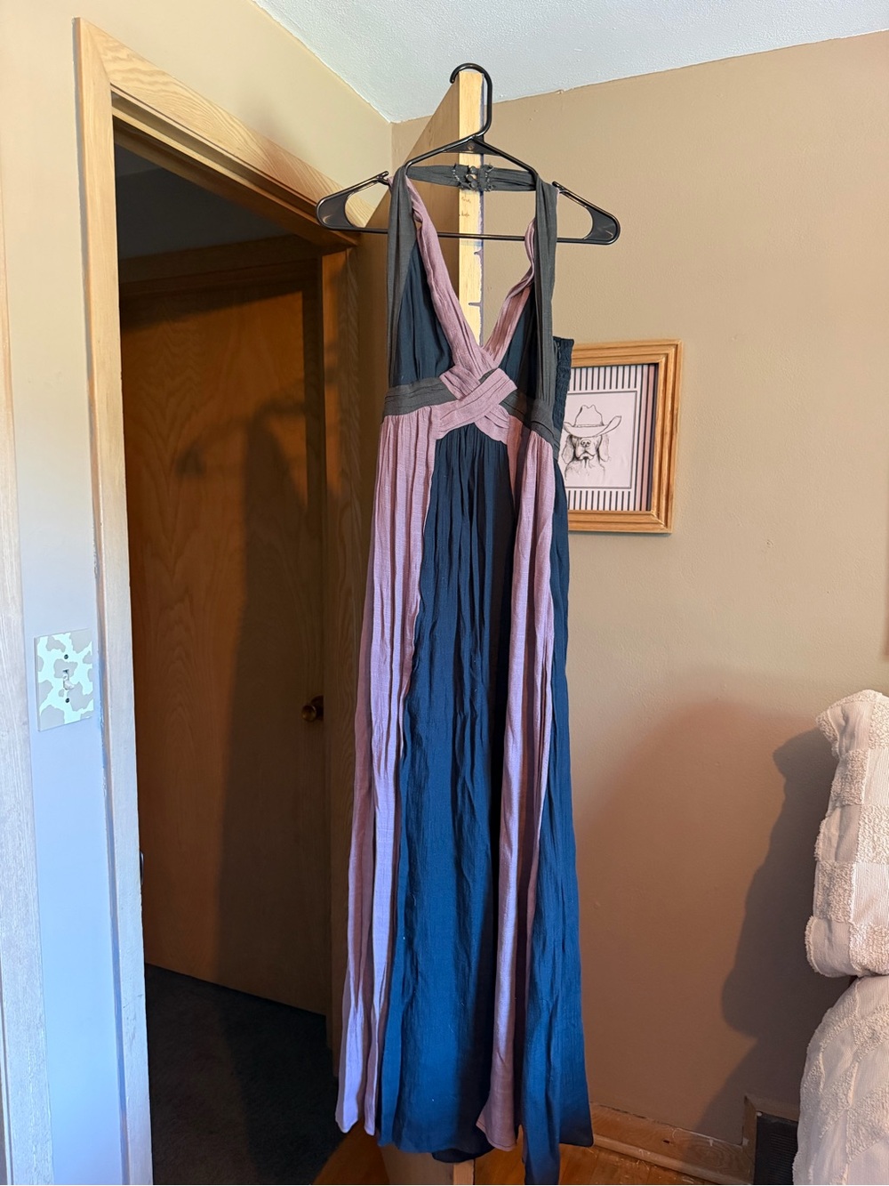 Sleeveless V-Neck Maxi Dress in Dusty Rose and Charcoal